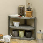 3-Tiered Gray Wood Kitchen Countertop Corner Organizer Shelf, Corner Shelves