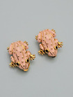 PAJ Prime Art Jewel Sterling Silver Gold Technibond Pink Enamel Frog Earrings
