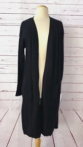 NWT $229 CHARTER CLUB Sz M 100% Cashmere Long Cardigan Sweater Black NO BELT Q9