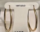 10K YELLOW GOLD EARRINGS LARGE TUBE HOOPS 3MM X 45MM ABOUT 3g NEW WITH TAG & BOX