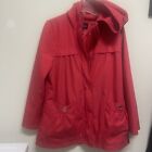 Red London Fog Zip Up Hooded Rain Coat Jacket Women’s Size XL