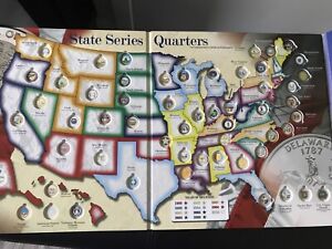 1999-2009 US STATE SERIES QUARTERS & COIN COLLECTORS MAP ALBUM 56 COINS FULL SET