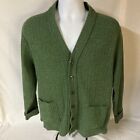 Vtg Unbranded Cardigan Sweater Mens Measures Medium Green Acrylic Blend FS!