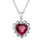 925 Sterling Silver Womens Red Heart Garnet Gemstone 18