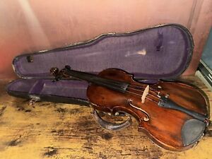 New ListingAntique 4/4 Violin Fiddle 2-Piece Back 1800s & Case