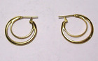 Vintage Monet Double Hoop Earrings 14K Solid Gold Posts 1970's Unused NICE