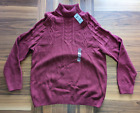 Club Room Mens Chunky Cable Knit Turtleneck Sweater - Garnet Stone - Size 2XL