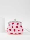 Strawberry Pattern Kiss Lock Coin Purse Change Pouch Card Holder Coin Holder
