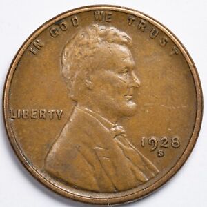 1928-S Very Fine (VF) Lincoln Wheat Penny Cent, San Francisco Mint