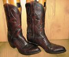 Nice pair of LUCCHESE Mens Sz 11.5D Dark Reddish Brown Lizard Skin Western Boots