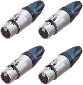 (4 Pack) Neutrik NC5FXX 5Pin DMX Lighting Plug Female XLR Cable Connector