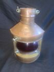 CWC PORT NAUTICAL VINTAGE RUBY RED GLASS, ON BRASS LANTERN HANGING