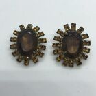 Vintage Clip On Earring Amber Colored Stones