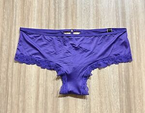 New Victoria Secret Panties Cheeky XL Purple Shiny Satin VERY SEXY Peek Hole