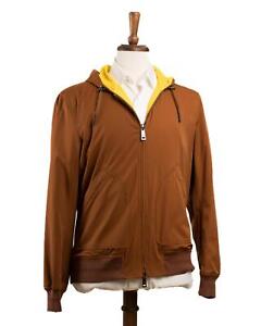 Kired by Kiton $3,700 Yellow Brown Reversible Hooded Polyester Jacket (50 IT) M