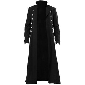 Steampunk Gothic Mens Trench Coat Long Jacket Cosplay Dinner Party Overcoat Size
