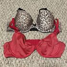 Victoria’s Secret Bras Lot Of Two Semi Demi Unlined Size 36C Red Cheetah
