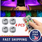 4PCS Multicolor Car Interior Decor Atmosphere LED Lights Lamp W/ Remote Control