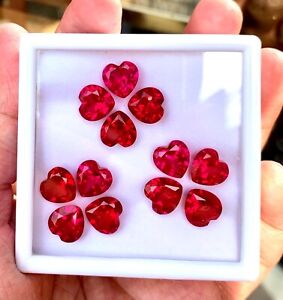 100% Natural Flawless Mogok Red Ruby Heart Cut Loose Gemstone Certified 100 Pcs