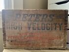 Vintage Peters High Velocity Wood Ammo Box Crate DuPont Rustic Decor Dove Tail