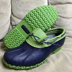 LL Bean Bean Boots green Rubber Moc Duck Shoes garden rain ankle Size 8