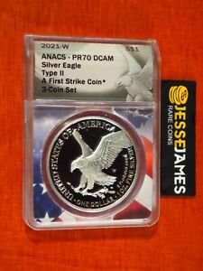 2021 W PROOF SILVER EAGLE ANACS PR70 DCAM TYPE 2 FIRST STRIKE