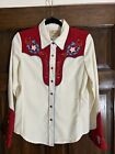 Sully Shirt Women Small Red White Pearl Snap Button Western Cowboy Yoke Ladies