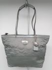 Coach Signature Grey Stitched Nylon Small Tote Handbag Purse