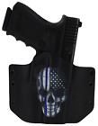 OWB Kydex Gun Holster for Walther Handguns - Skull Blue Line USA
