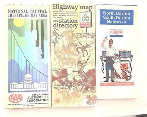 New Listing3 Vintage US Road Maps North & South Dakota, Nebraska Exxon