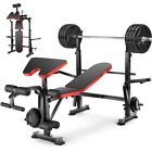 600lbs 6-in-1 Weight Bench Set with Bar Rack Adjustable Incline Bench Press NEW#