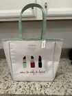 Clinique x Kate Spade Shopping Shoulder Travel Tote White Lipstick Bag. New
