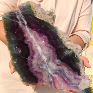 New Listing9.0lb Natural beautiful Rainbow Fluorite Crystal Rough stone specimens cure