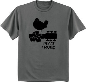 Woodstock Peace Music Guitar T-shirt Dad Gifts Mens Graphic Tee
