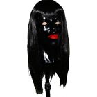 Realistic Latex mask Female Woman Face Halloween Latex Mask with Wig Lady Black