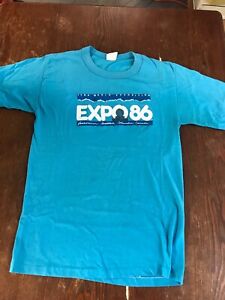 Vintage Expo 86 T Shirt Worlds Fair Canada Blue Large 80s 1986