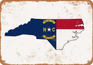 Metal Sign - North Carolina State Flag Design -- Vintage Look