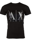 ARMANI EXCHANGE Black AX BOX LOGO Short Sleeve Slim Fit Designer T-shirt NWT