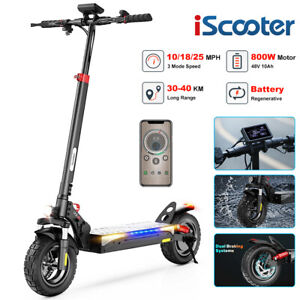 800W Electric Scooter Adult 25mph Folding E-Scooter 48V 10'' Off Road Waterproof