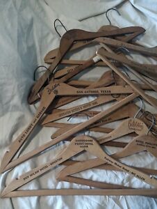 2 - Vintage USA Wood Clothing Hangers Ads Dry Cleaners Hotels Motels 2 - RANDOM