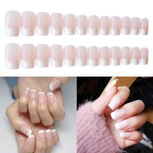 French Fake Nails Full Nail Tips 24 Pieces Finger Press-On Nails Decoration