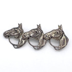 Vintage Beau Sterling Silver Equestrian Figural Triple Horse Head Pin Pendant