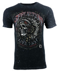AFFLICTION Men's T-shirt AC IROQUOIS BLACK LAVA Biker Skull Tattoo MMA S-4XL