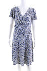 Lauren Ralph Lauren Womens Floral Print Ruched Short Sleeve Dress Blue Size 6