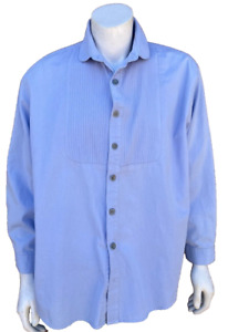 Frontier Classics Shirt Mens Blue Button Up Band Collar Western Long Sleeve