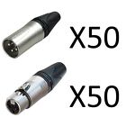 Lot of 100 (50 each) New Neutrik NC3FXX Female XLR & NC3MXX Male XLR Connectors