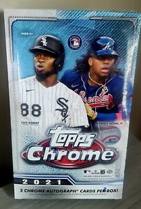 2021 Topps Chrome MLB Baseball Hobby Box : 2 Autographs Brand New Factory Sealed