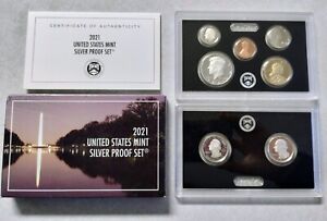 2021-S UNITED STATES MINT SILVER PROOF SET 7 COIN PROOF SET WITH BOX & COA. OGP