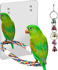 Bird Mirror with Rope Perch Bird Toys Swing, Comfy Perch for Greys Amazons Pa...