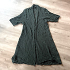 Eileen Fisher Open Front Cardigan Duster Womens XL Green Wool Knit Sweater
